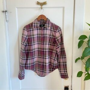 FLYLOW Women’s Brigitte Tech Plaid Snap Buttons Shirt Purple and Gray Small